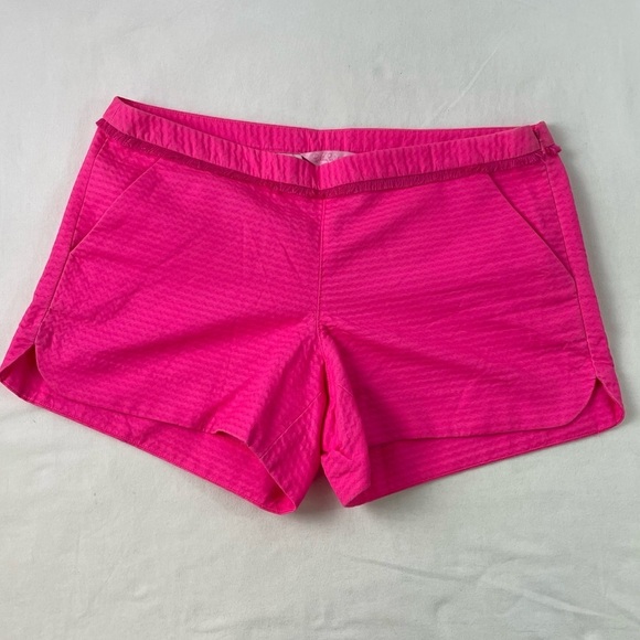 Lilly Pulitzer Women's Hot Pink Cotton Solid Flat Front Adie Shorts Size 4 NWOT